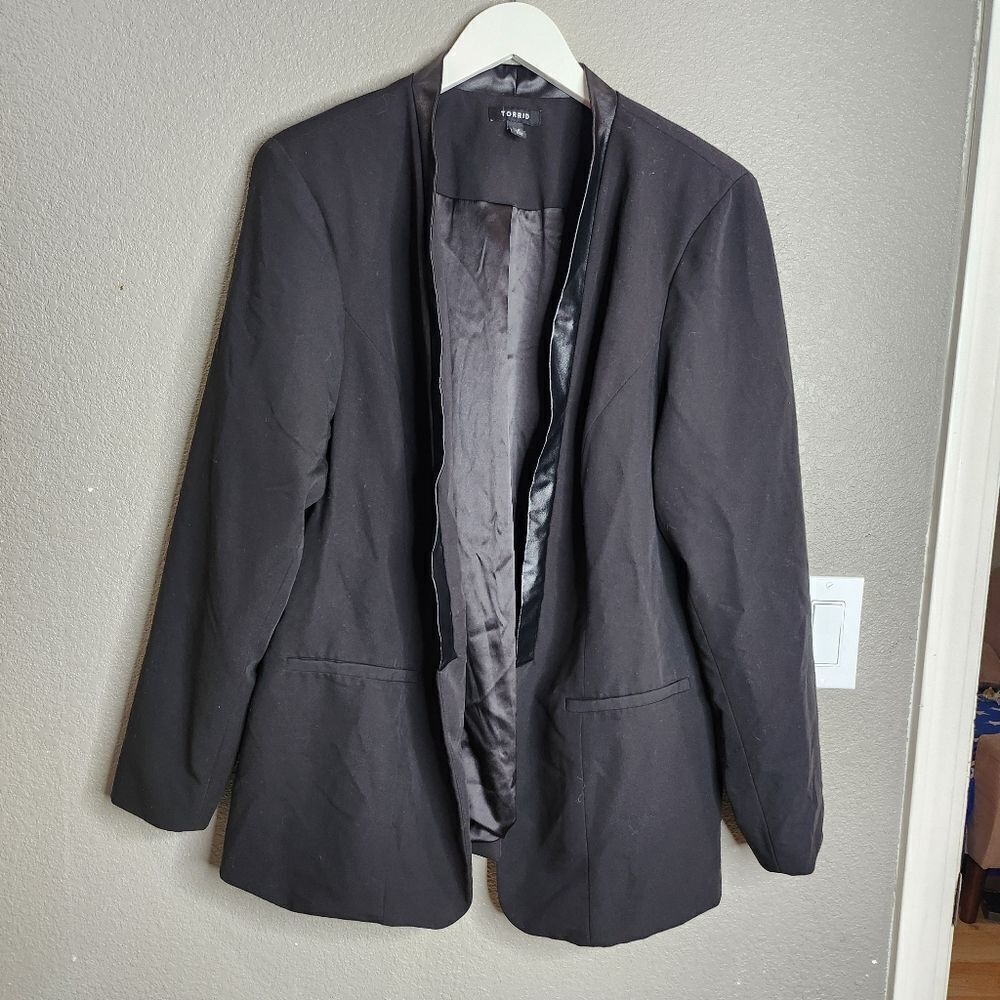Torrid Black Open Front Blazer
